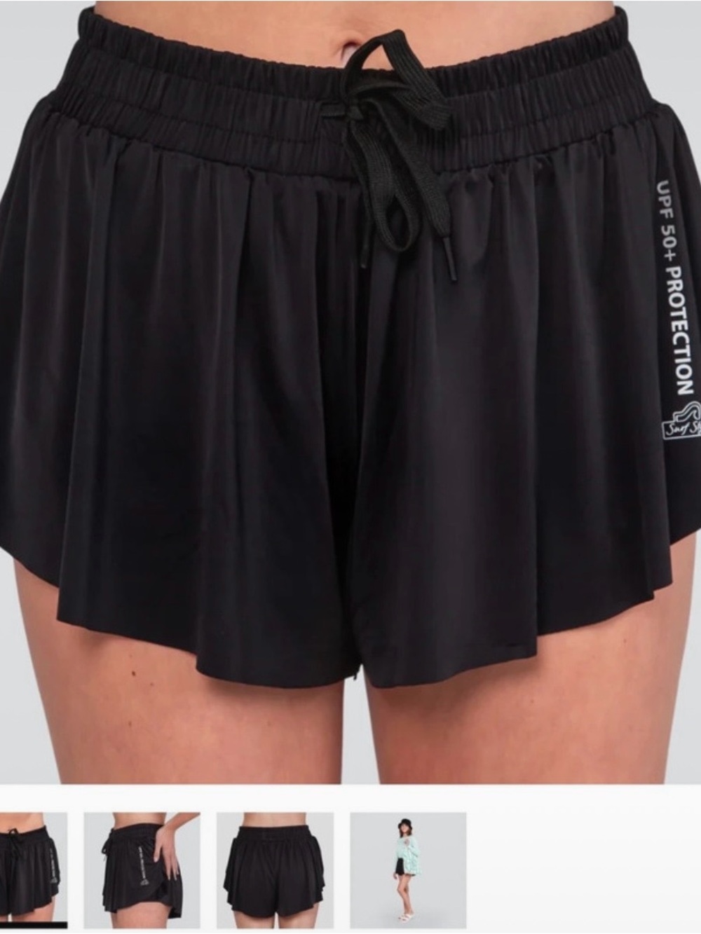 Black UPF 50+ Protection Swim Skort